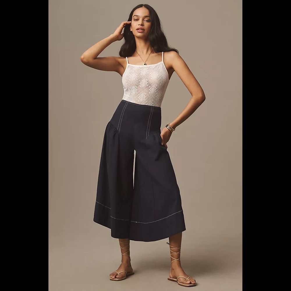 Anthropologie Linen Extended Waist Pants - Picture 3 of 16